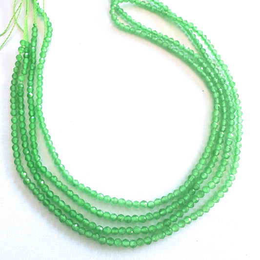Chalcedony faceted rondelle beads in 2.2mm size sparkle gently across a 38cm strand.