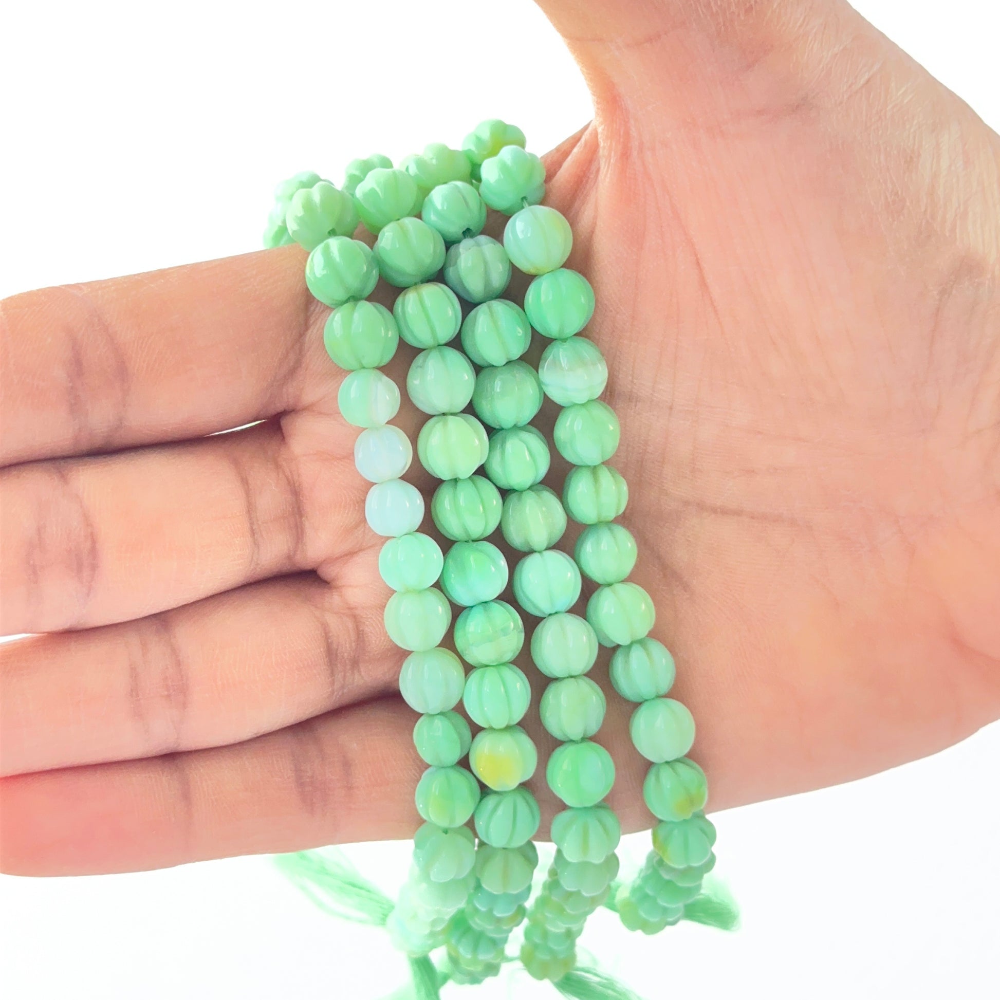 Handmade jewellery components with 8.5mm pumpkin-cut Chalcedony for artisan jewellery.