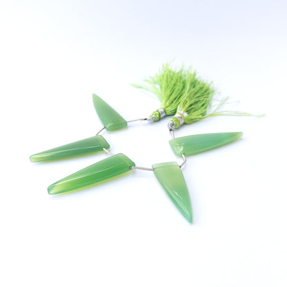 Natural Chalcedony stone beads with elegant triangle briolette shapes, ideal for artisan jewellery components.