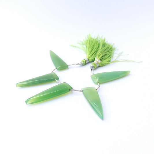 Natural Chalcedony stone beads with elegant triangle briolette shapes, ideal for artisan jewellery components.