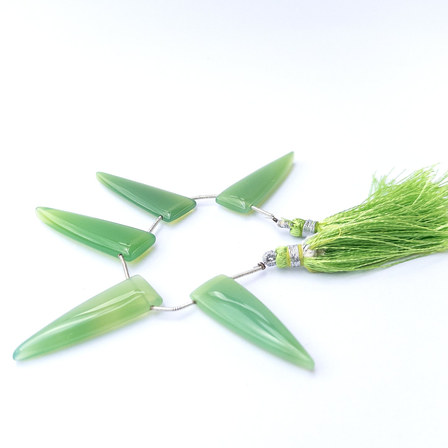 Handmade jewellery components using premium Chalcedony smooth triangle briolettes with soft shine and clean finish.
