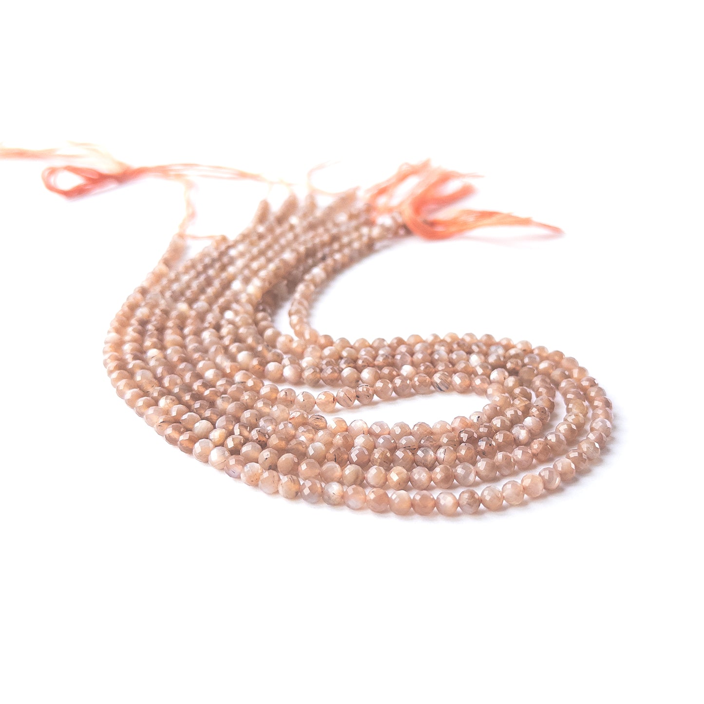 Chocolate Moonstone rondelle beads showcasing natural shine and elegant faceting for gemstone bead creators.