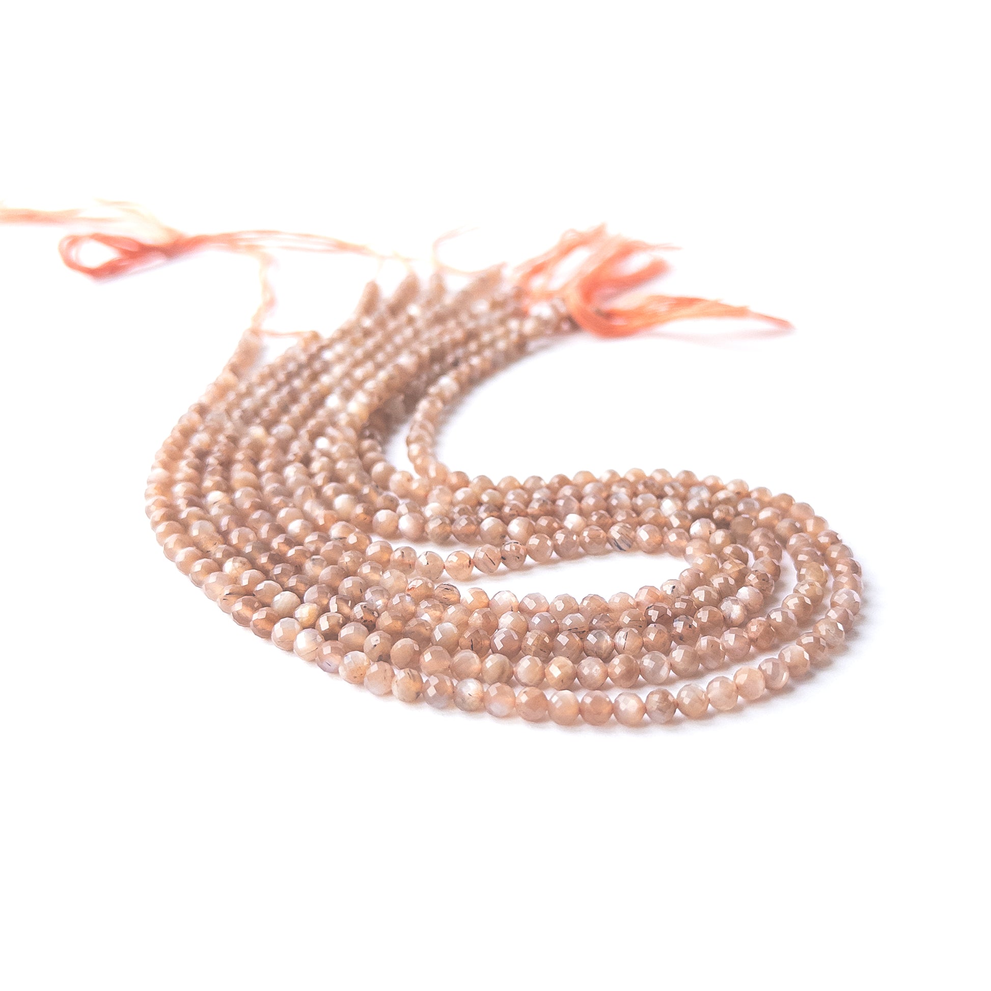 Chocolate Moonstone rondelle beads showcasing natural shine and elegant faceting for gemstone bead creators.