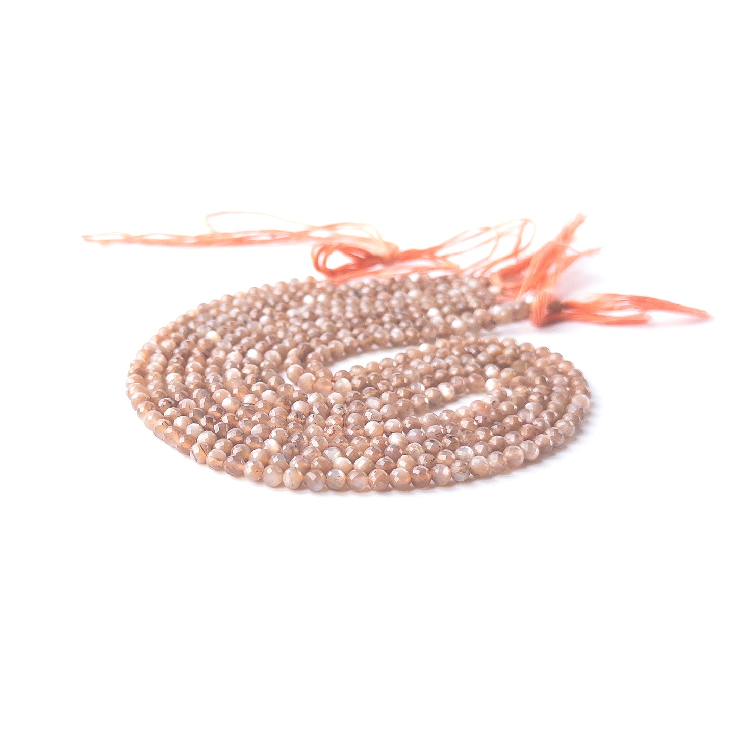 Genuine Chocolate Moonstone gemstone beads with faceted rondelle cut, perfect for artisan jewellery designs.