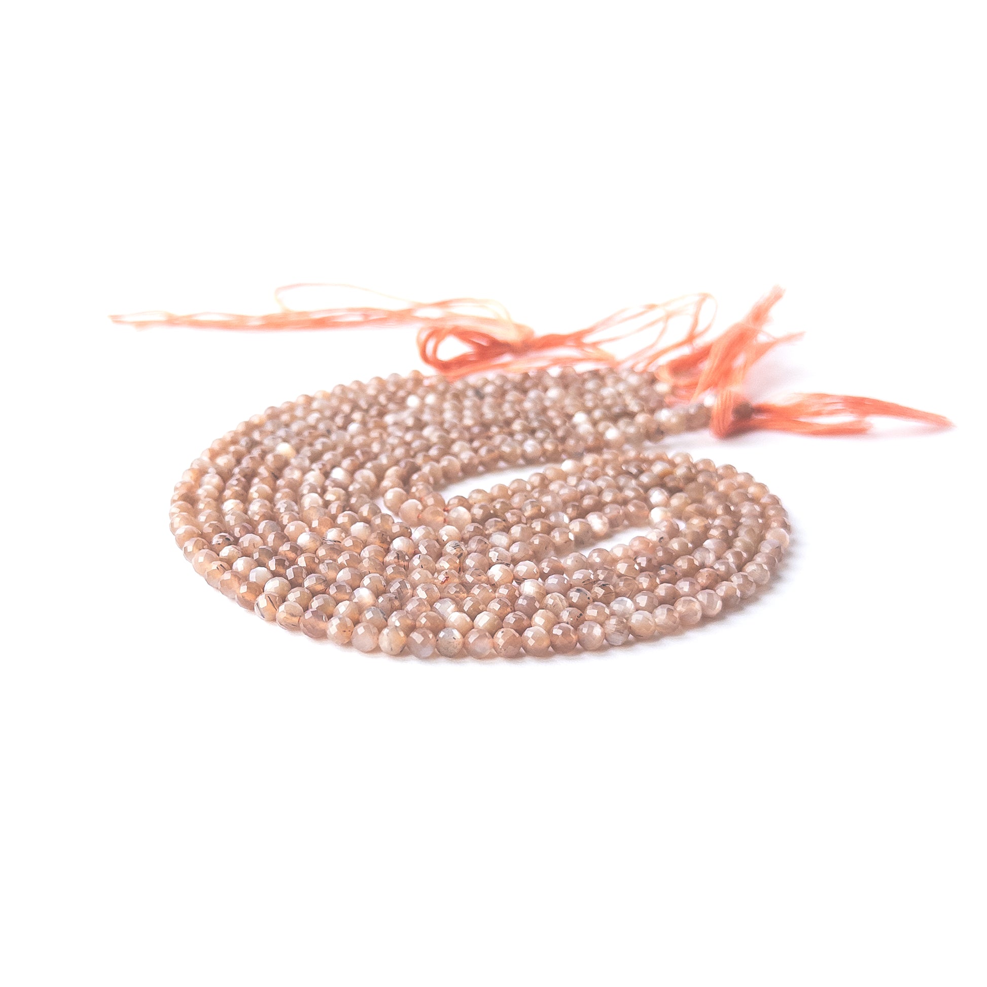 Genuine Chocolate Moonstone gemstone beads with faceted rondelle cut, perfect for artisan jewellery designs.