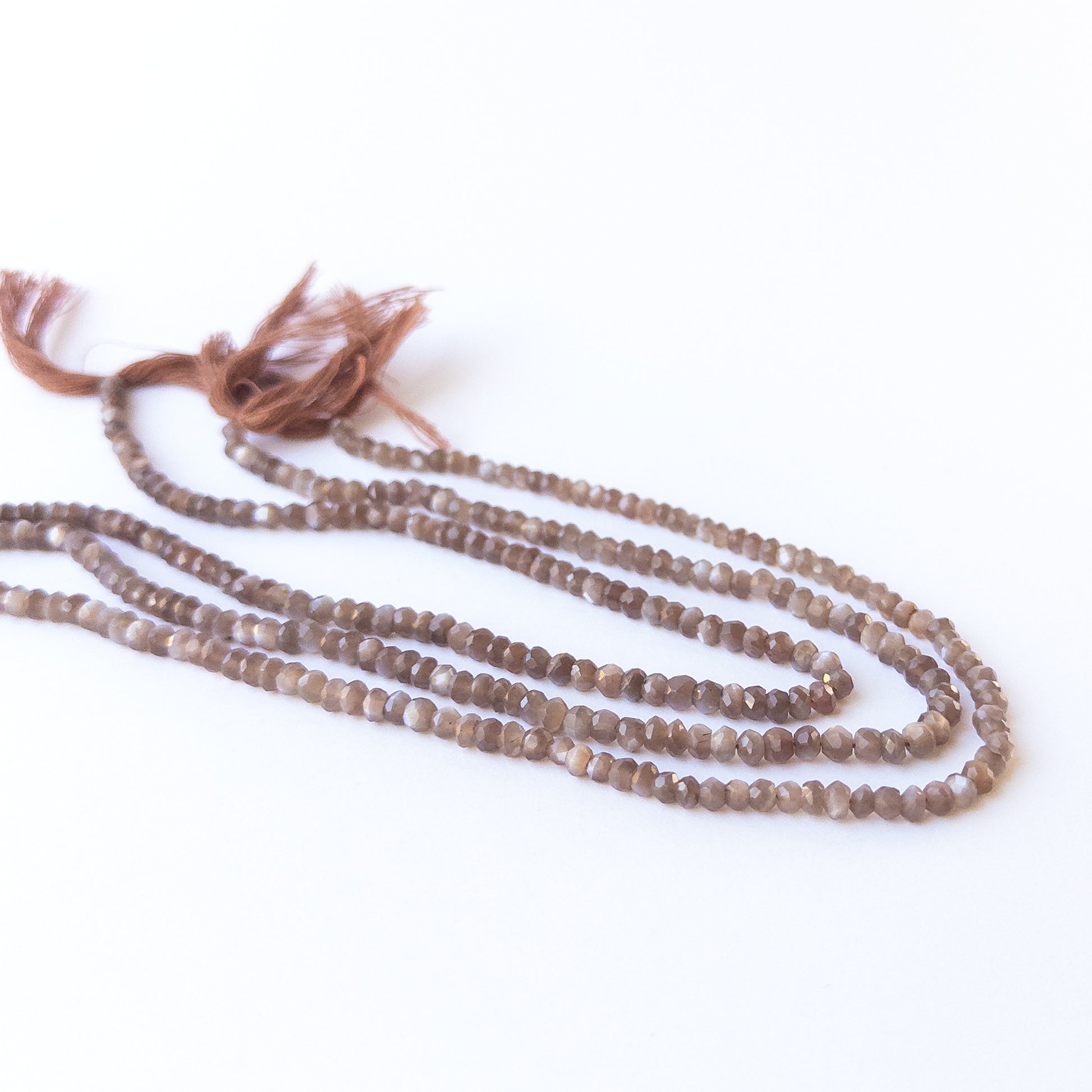Authentic Chocolate Moonstone stone beads, 4.5–5mm faceted rondelles ideal for handmade jewellery components.