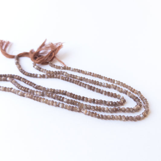 Authentic Chocolate Moonstone stone beads, 4.5–5mm faceted rondelles ideal for handmade jewellery components.