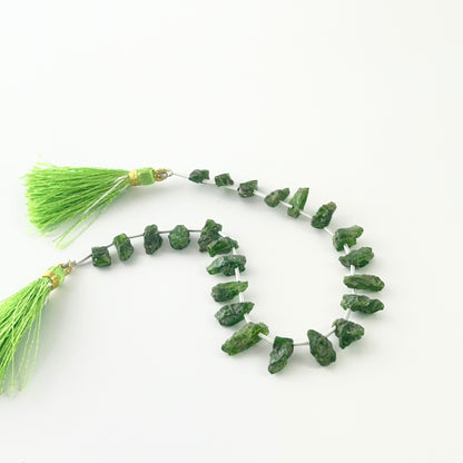  Natural Chrome Diopside rough gemstone beads, 23 pieces totalling 49 carats
