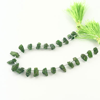 Side‑drilled Chrome Diopside rough beads ideal for earthy jewellery designs