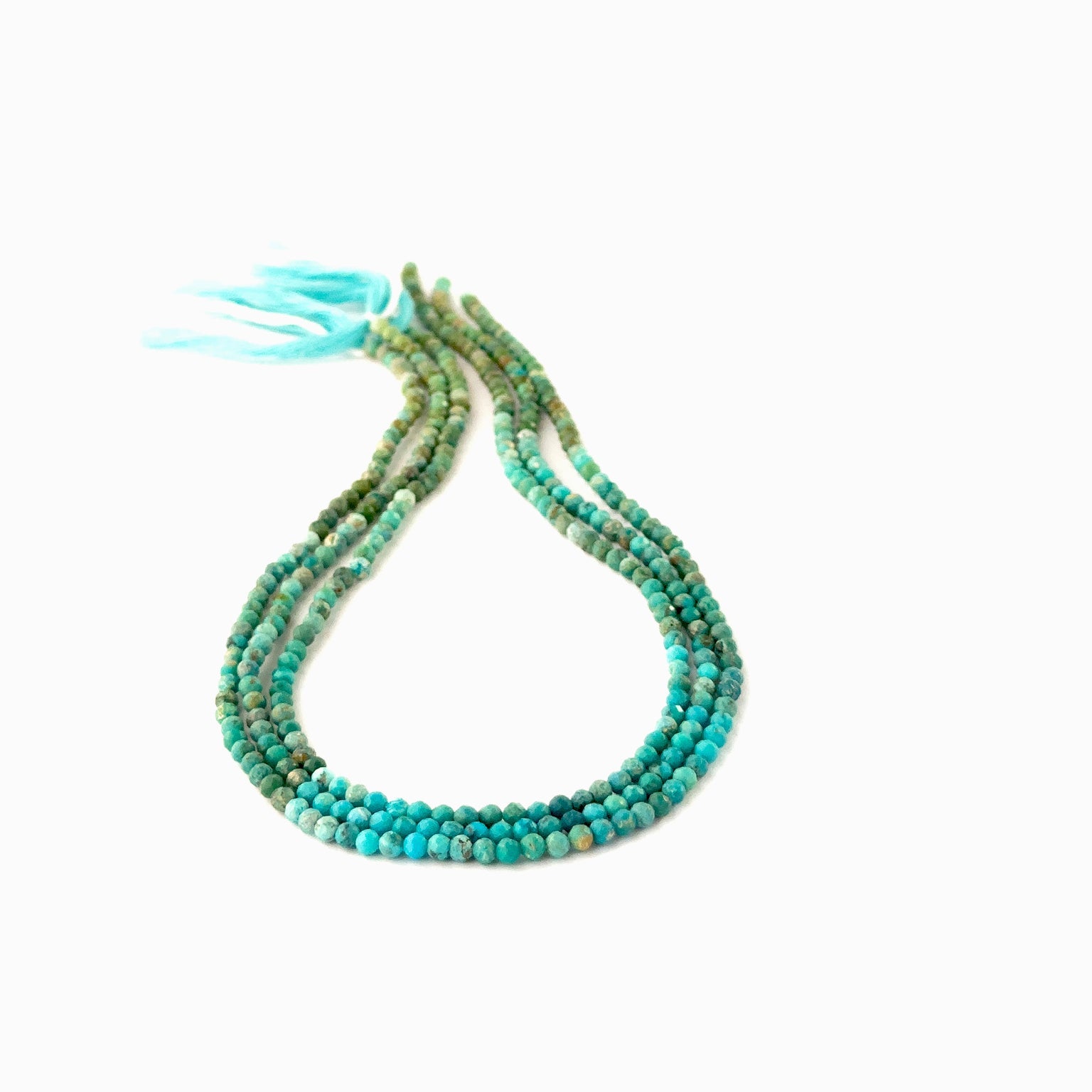 Chrysocolla gemstone beads, 3mm faceted rondelles with bright colour and shine