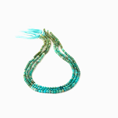 Chrysocolla gemstone beads, 3mm faceted rondelles with bright colour and shine