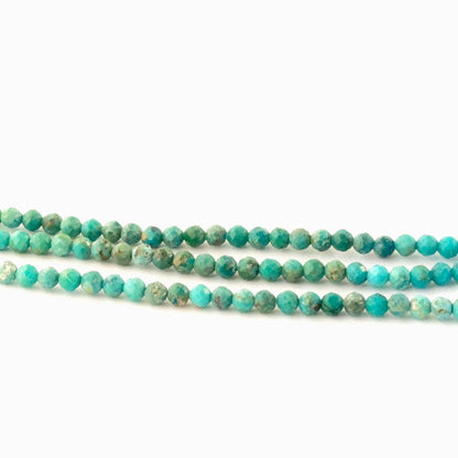 Authentic Chrysocolla gemstone beads, 3mm faceted rondelles with bright colour and shine, ideal for DIY jewellery making.
