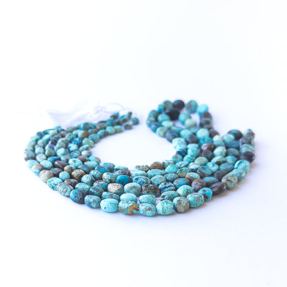 Authentic Chrysocolla stone beads with organic tumble shapes ideal for DIY jewellery and beadwork.