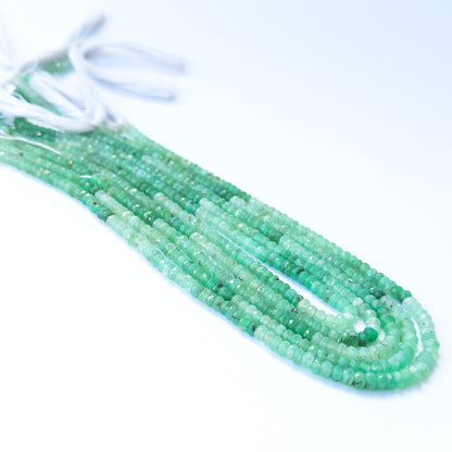 Vibrant green chrysoprase beads in faceted rondelle cut, perfect for gemstone beads for DIY jewellery projects.