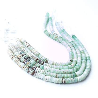 High‑quality Chrysoprase wheel heishi gemstone beads showcasing polished surfaces and consistent sizing.