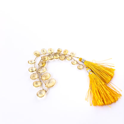 Elegant Citrine briolette beads with shimmering facets, ideal for handmade jewellery components.