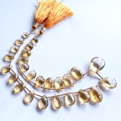 Citrine| Faceted Pear | 10-18mm Bead Size | 27cm Strand Length |  25 Pieces | 80 Carats