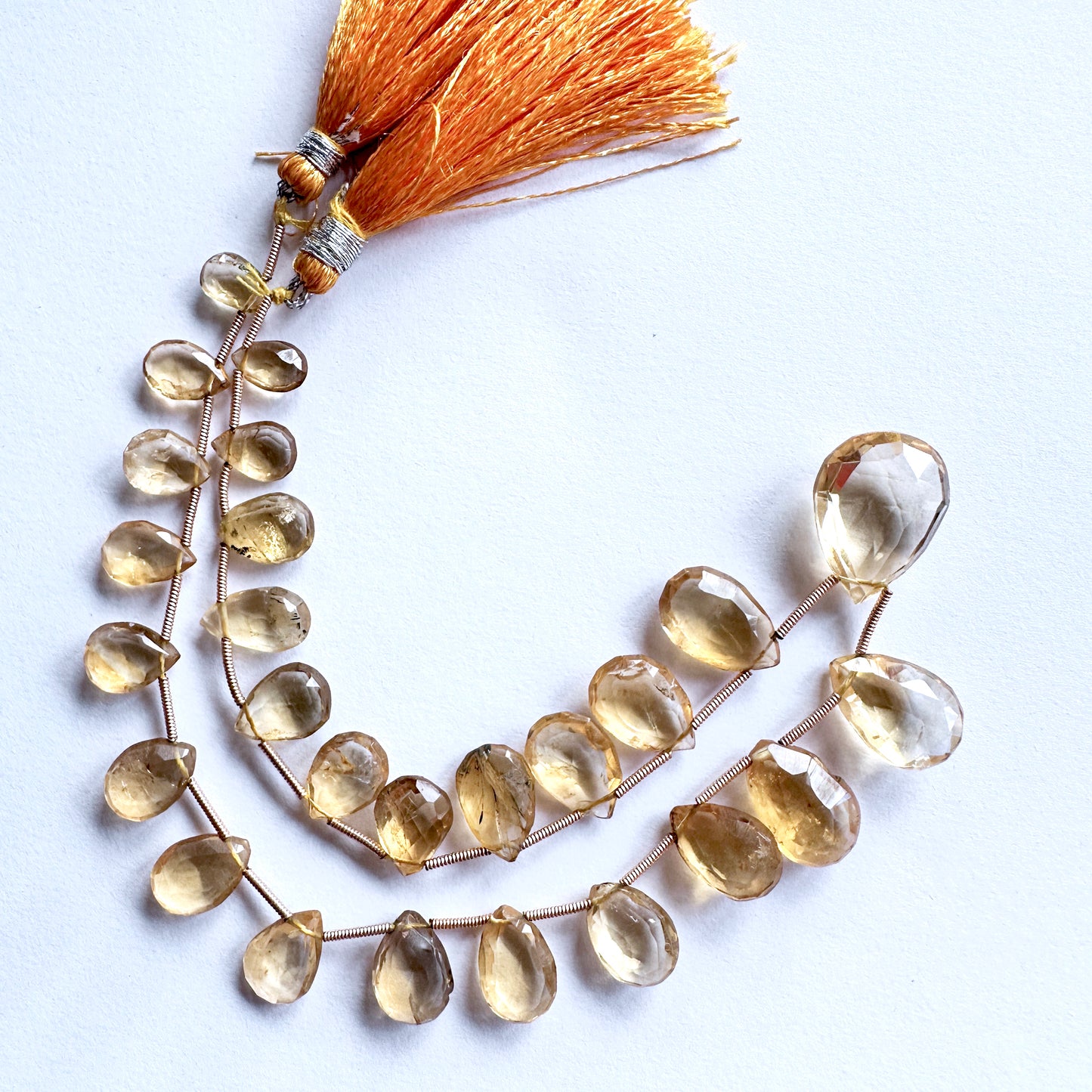 Citrine| Faceted Pear | 10-18mm Bead Size | 27cm Strand Length |  25 Pieces | 80 Carats