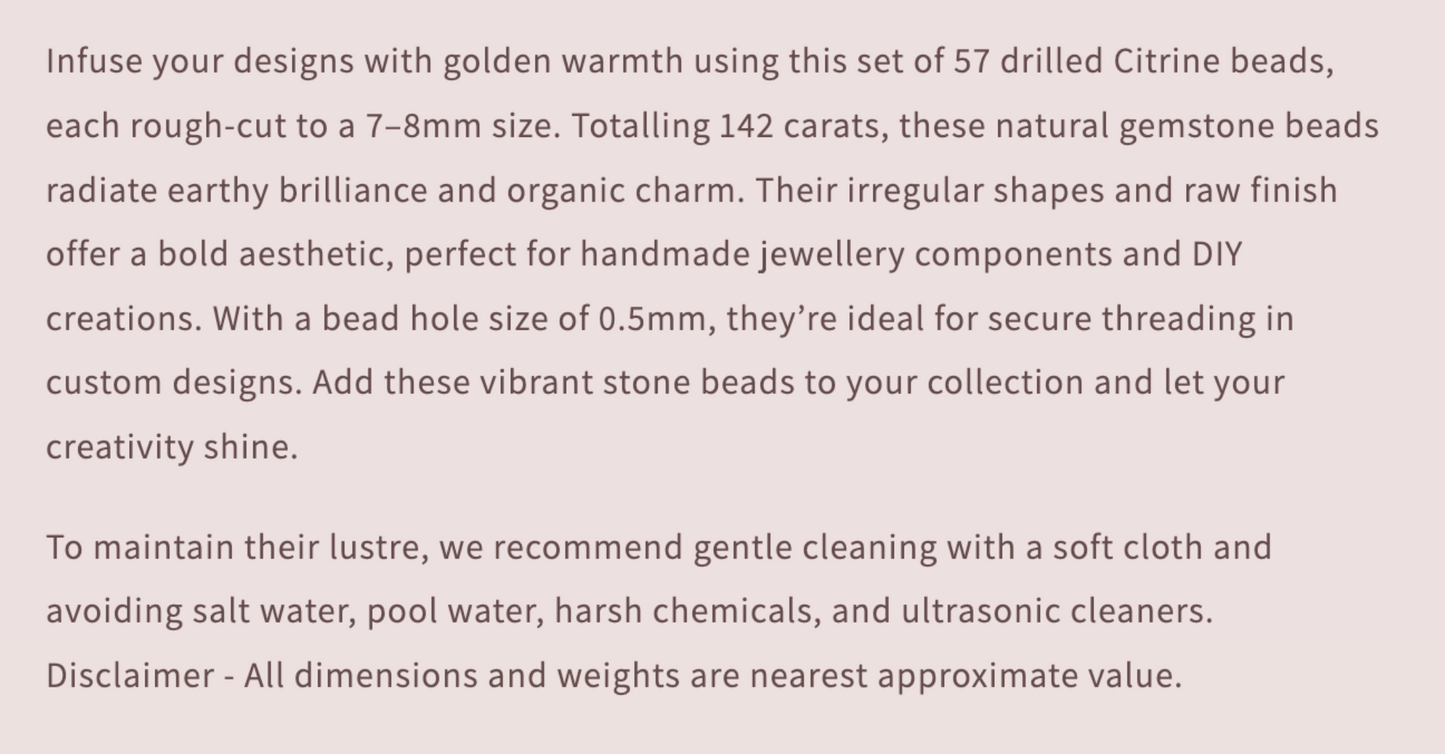 Text describing the product details of the gemstone beads , as seen on the Australian owned and trusted bead supplier, Melbourne Gemstone Beads.