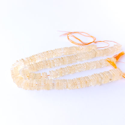 Natural Citrine square heishi stone beads showing mixed 6.5–7mm and 6.5–9mm sizes for DIY jewellery designs.