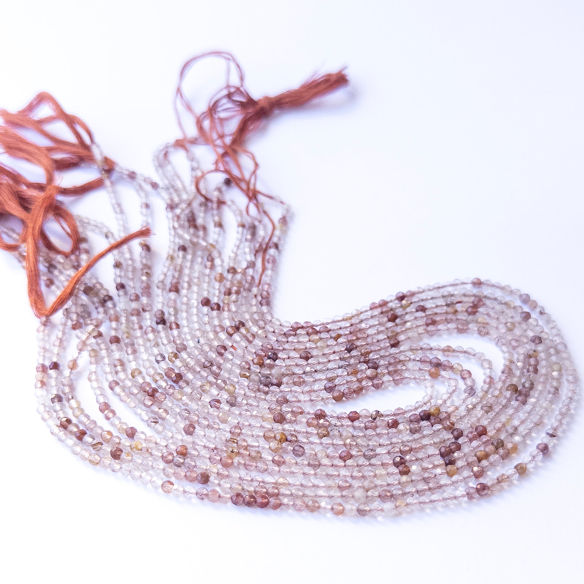 Copper Rutile faceted rondelle beads in 2.7mm, showing golden‑copper needles for genuine gemstone beads and handmade jewellery components.
