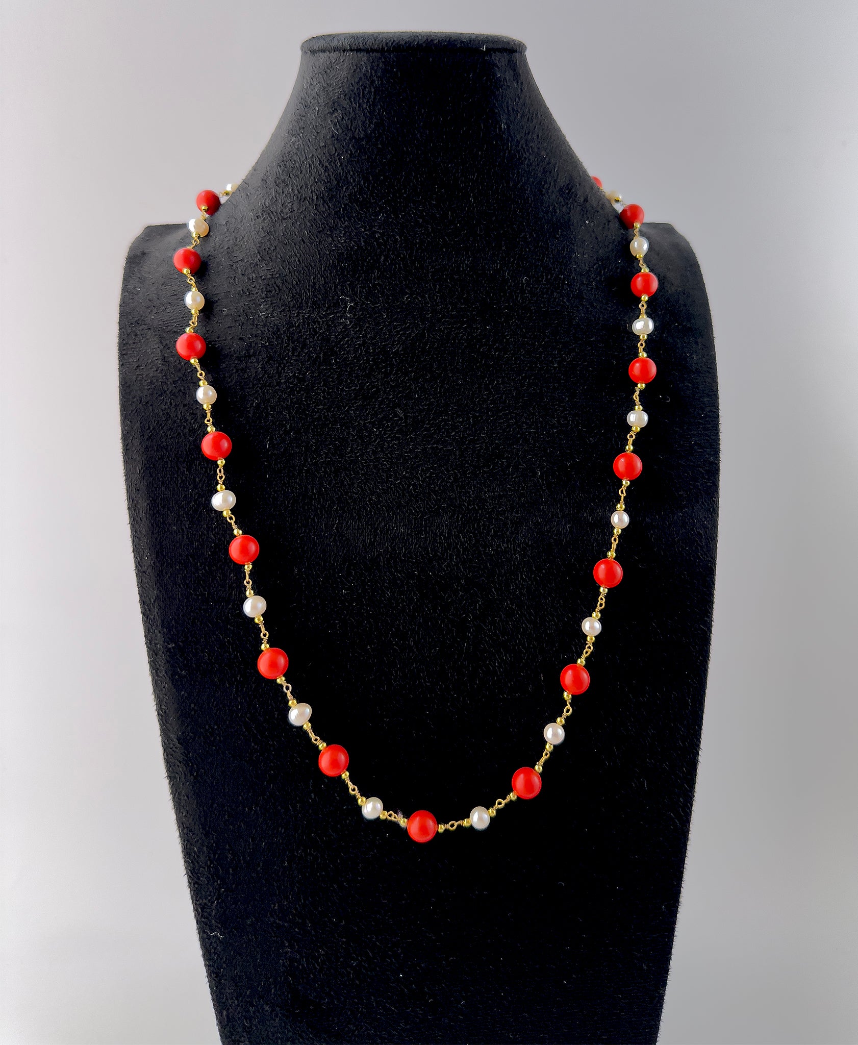 High‑quality Coral and Freshwater Pearls necklace featuring 8mm smooth round beads for timeless and elegant jewellery styling.