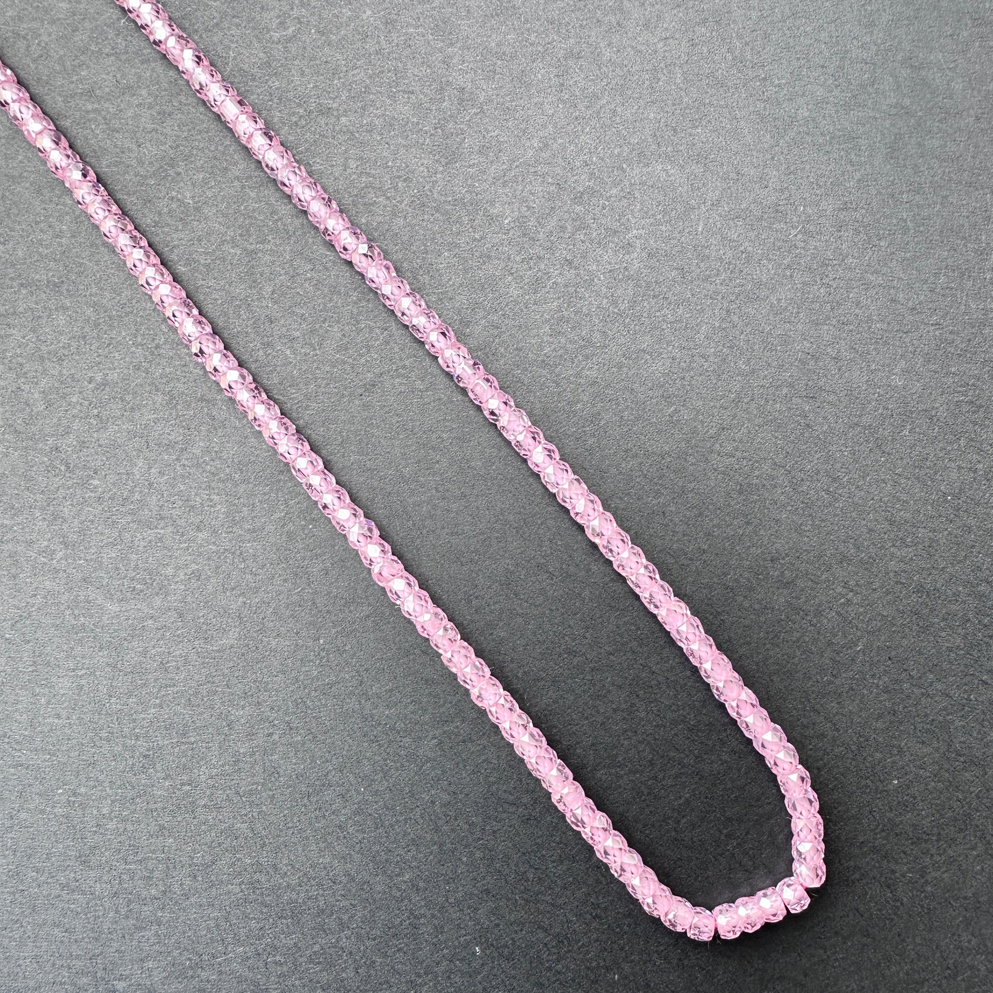 Handmade jewellery components featuring Pink Cubic Zirconia beads with consistent size and brilliant finish.