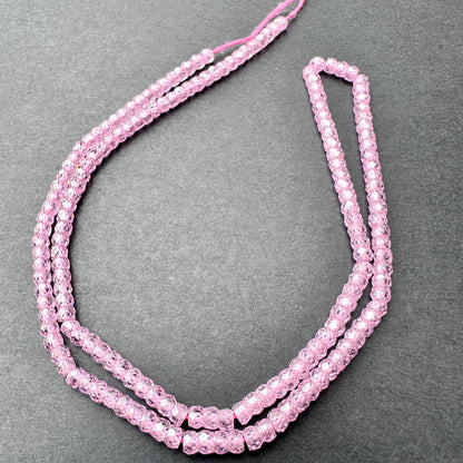 High-sparkle beads in Pink Cubic Zirconia, 3.1mm size, ideal for feminine and elegant DIY jewellery designs.