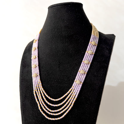 multi strand cubic zirconia necklace featuring fine 3.2mm rondelle beads arranged in layers.