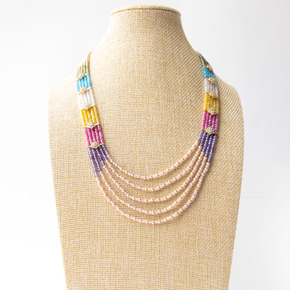 Authentic Cubic Zirconia and Shell Pearl jewellery showcasing sparkling faceted beads in a sophisticated multi-strand design.