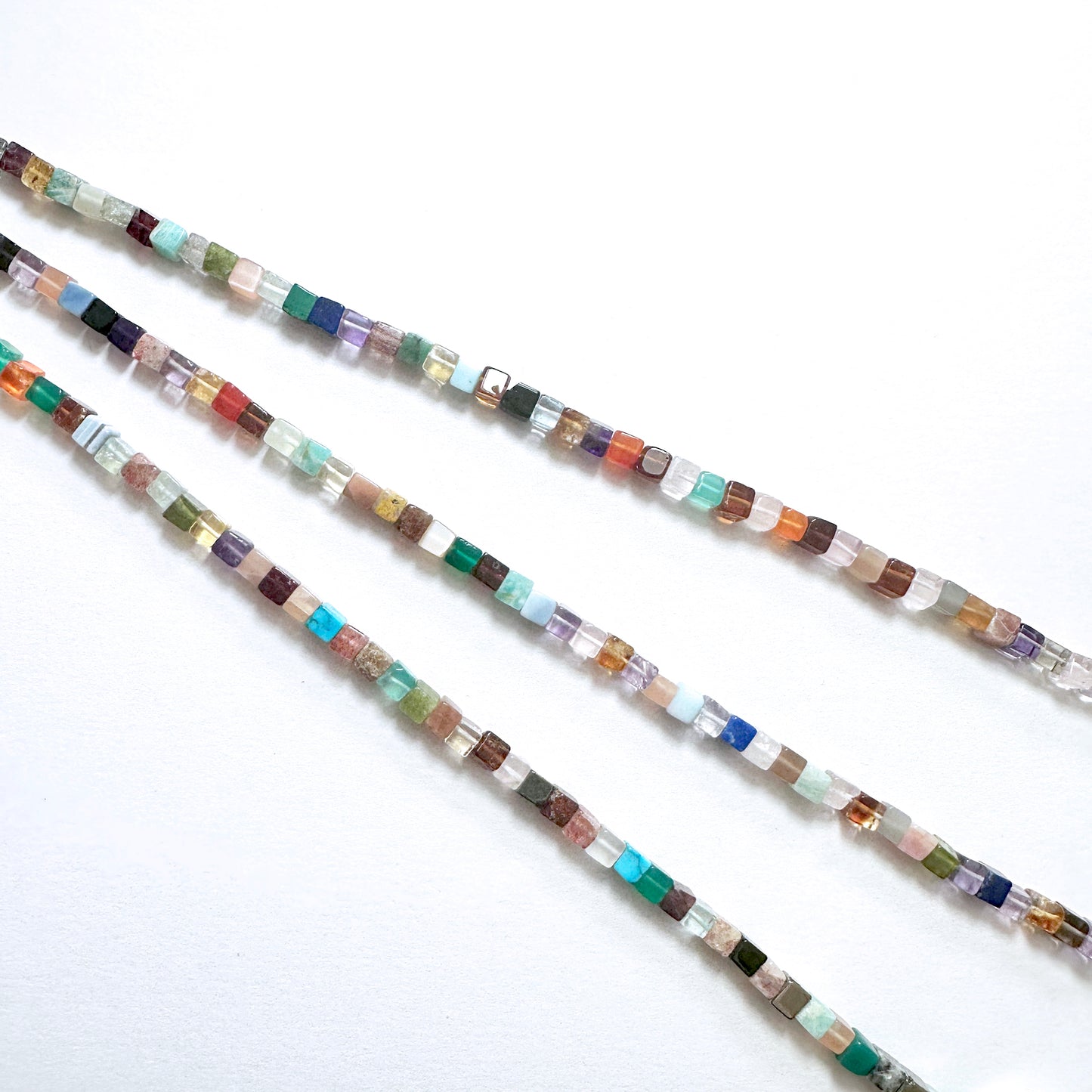 Smooth square stone beads, 4.3-4.5mm, 20cm strand, premium natural gemstone beads for jewellery making and handmade accessories.