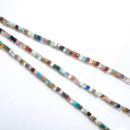 Smooth square stone beads, 4.3-4.5mm, 20cm strand, premium natural gemstone beads for jewellery making and handmade accessories.