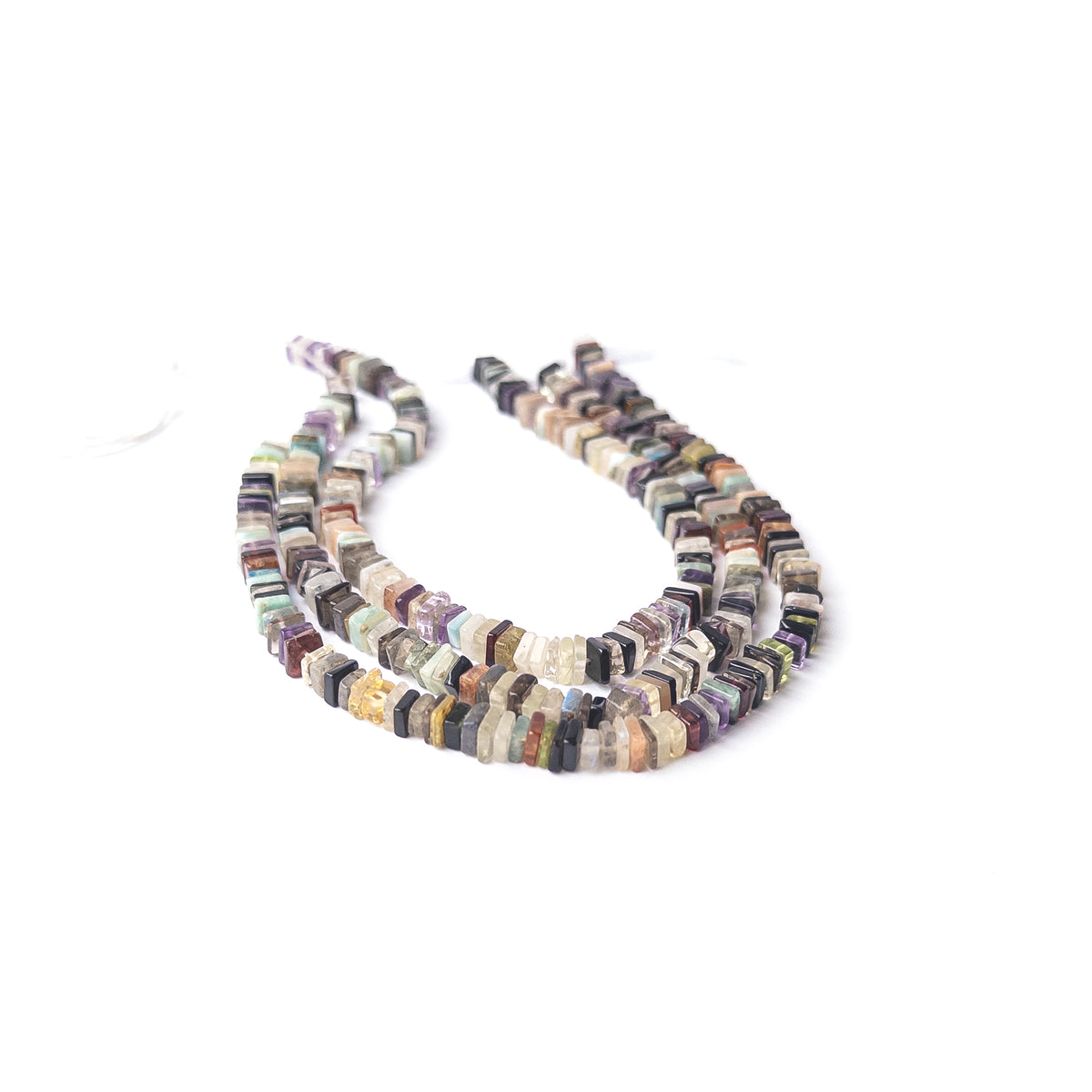 Genuine Disco stone beads with smooth square Heishi shape and modern geometric appeal.