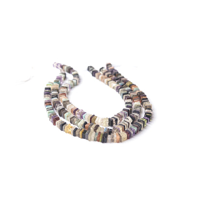 Genuine Disco stone beads with smooth square Heishi shape and modern geometric appeal.