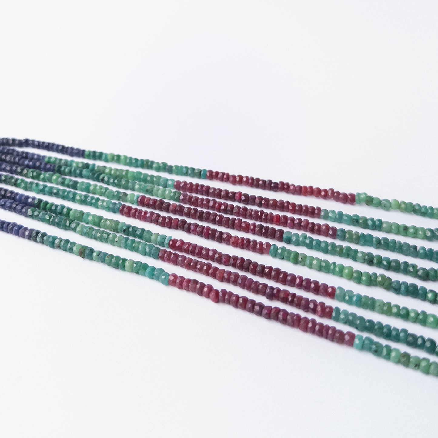 Premium Dyed Corundum rondelle beads with faceted shine, ideal gemstone beads for DIY jewellery and creative bead designs.