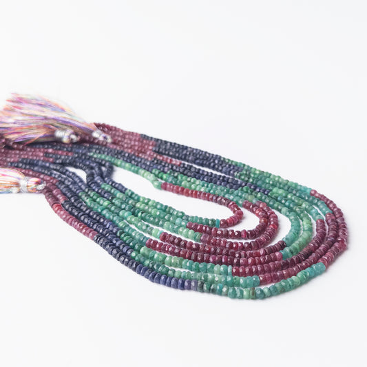 Shimmering Dyed Corundum rondelle beads with bold hues, genuine stone beads suited for detailed beadwork and crafting.