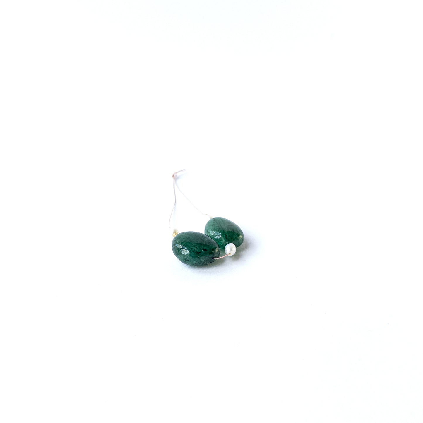 Genuine Emerald and pearl stone beads in smooth tumble cut with rich green tones and soft pearl lustre for DIY jewellery.