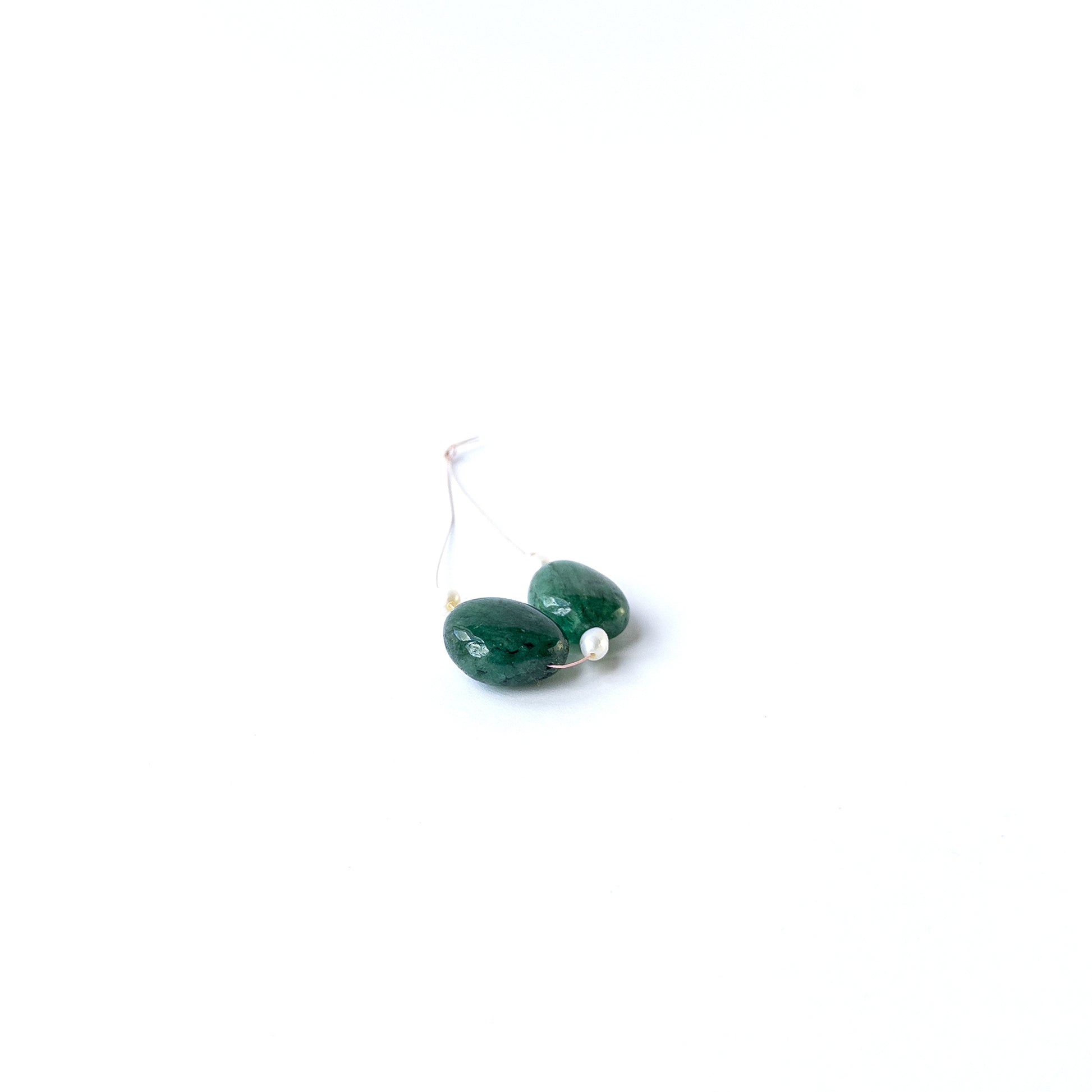 Genuine Emerald and pearl stone beads in smooth tumble cut with rich green tones and soft pearl lustre for DIY jewellery.