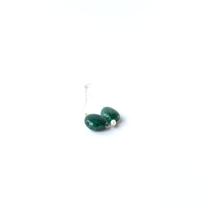Genuine Emerald and pearl stone beads in smooth tumble cut with rich green tones and soft pearl lustre for DIY jewellery.