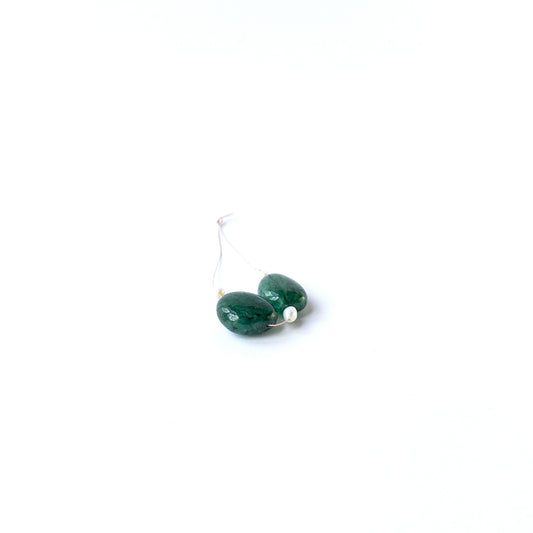 Genuine Emerald and pearl stone beads in smooth tumble cut with rich green tones and soft pearl lustre for DIY jewellery.