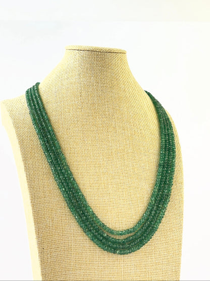 Multi‑strand emerald necklace crafted from sparkling faceted rondelle beads arranged at 47–52cm.