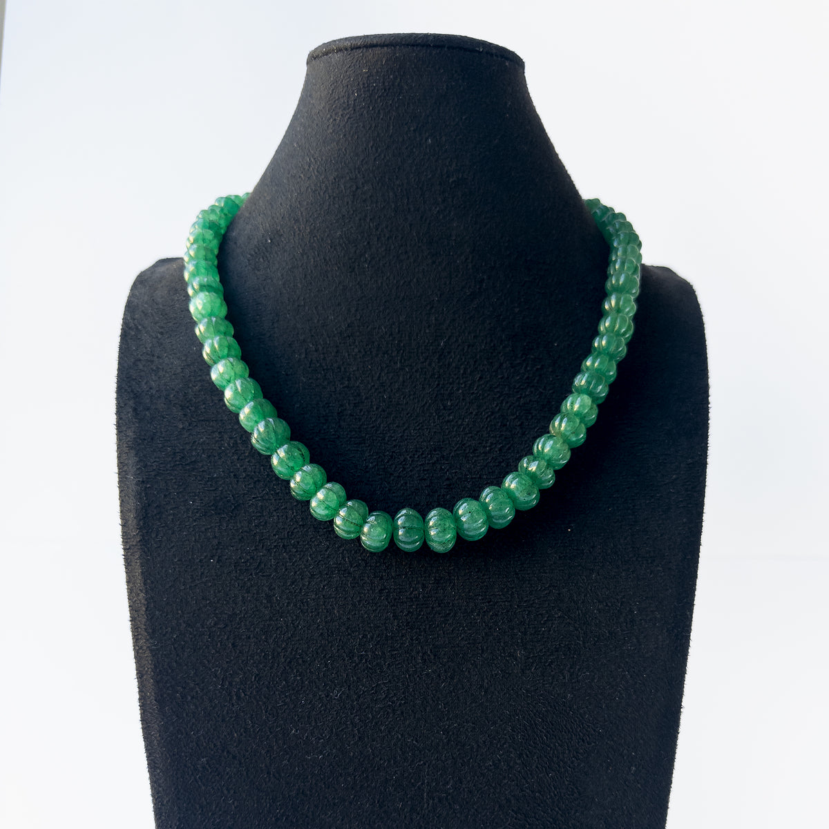 High‑quality pumpkin‑cut Emerald beads with polished brilliance and refined arrangement ideal for handcrafted jewellery.