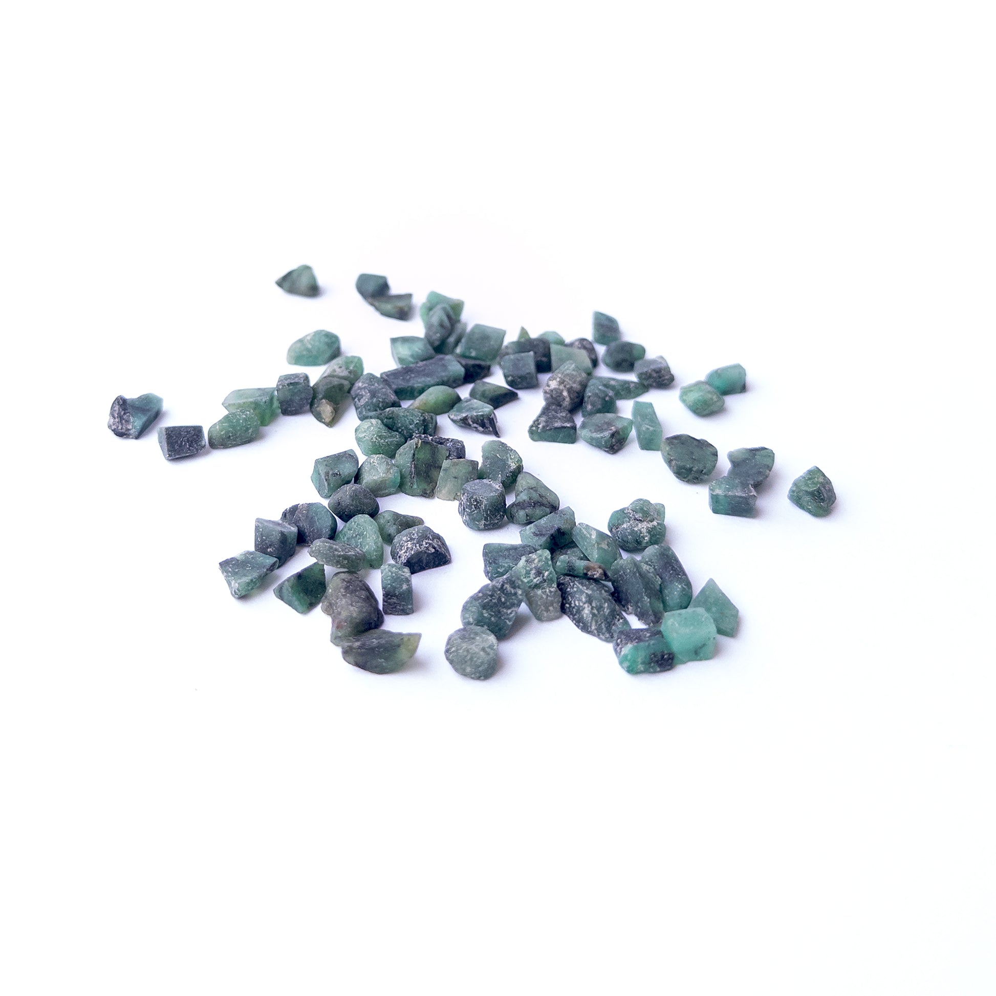 Vibrant Emerald rough stones with earthy green colour and raw texture for DIY jewellery designers.