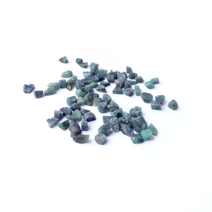 Vibrant Emerald rough stones with earthy green colour and raw texture for DIY jewellery designers.