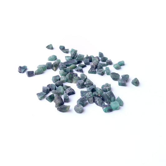 Vibrant Emerald rough stones with earthy green colour and raw texture for DIY jewellery designers.