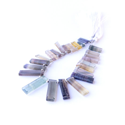 High‑quality fluorite rectangle gemstone beads with bright shine and natural banded colour variation.