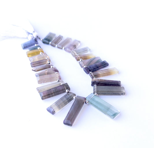 Genuine stone beads in mixed green and purple hues, featuring faceted rectangles for DIY jewellery making.