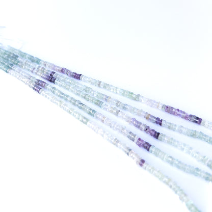 Handmade jewellery components featuring natural fluorite smooth wheels with vibrant tones and soft glow.