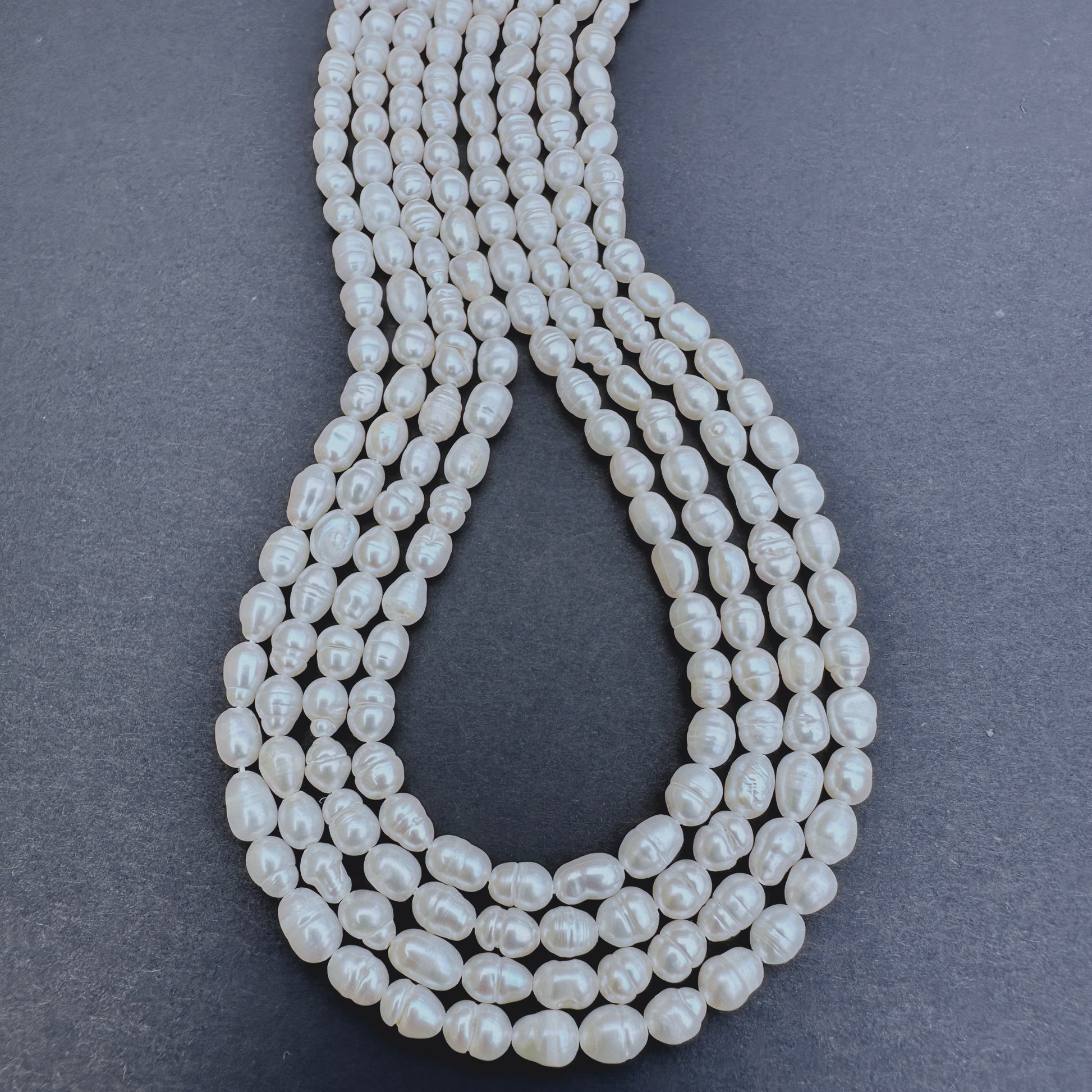 Freshwater Pearl stone beads with smooth rice shape and radiant lustre.