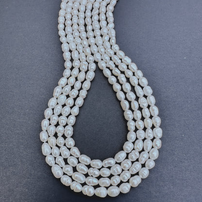Freshwater Pearl stone beads with smooth rice shape and radiant lustre.